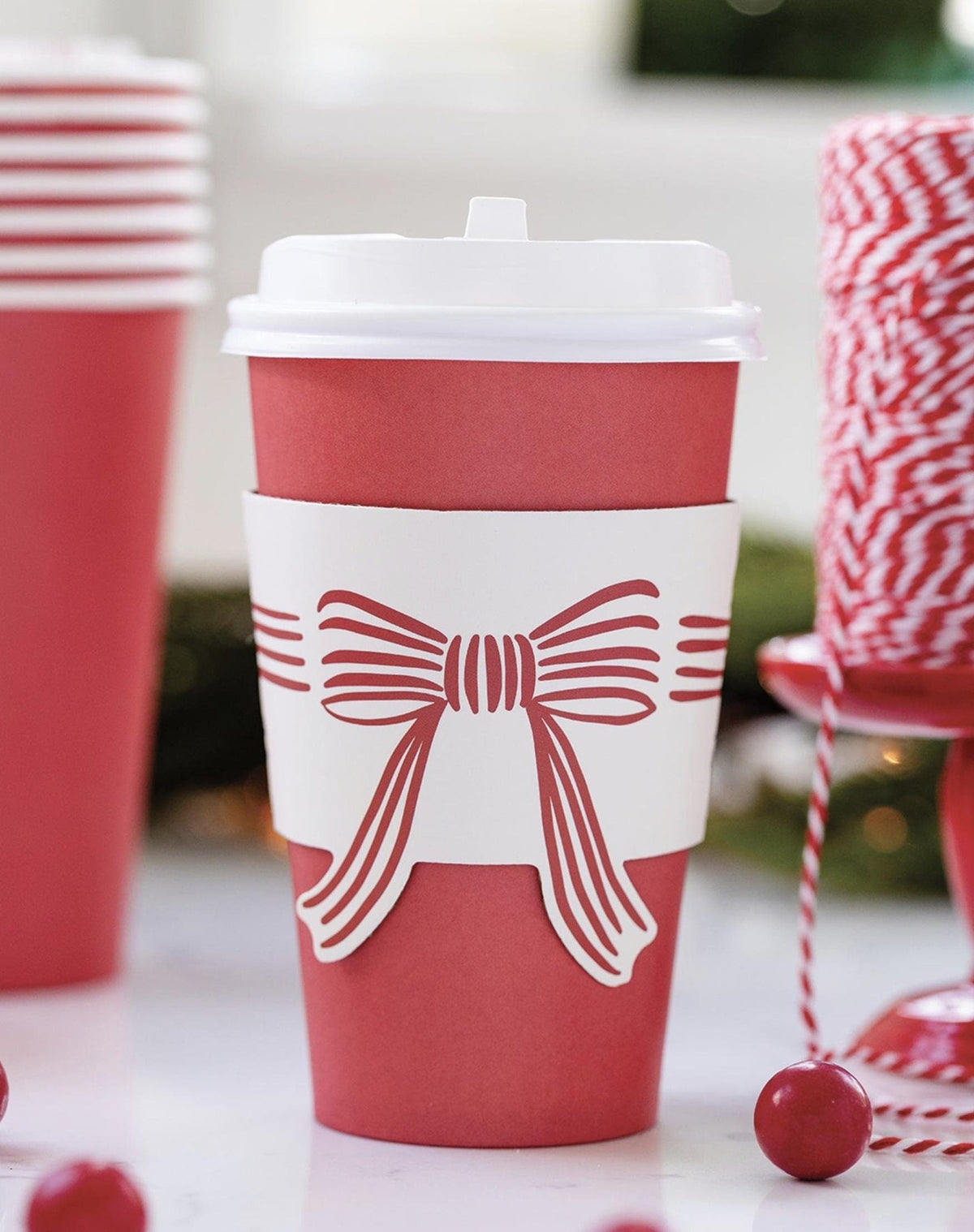 Red Bows Paper Coffee Cups - Stesha Party