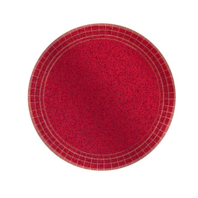 Red Glitter Cake Plates - Stesha Party