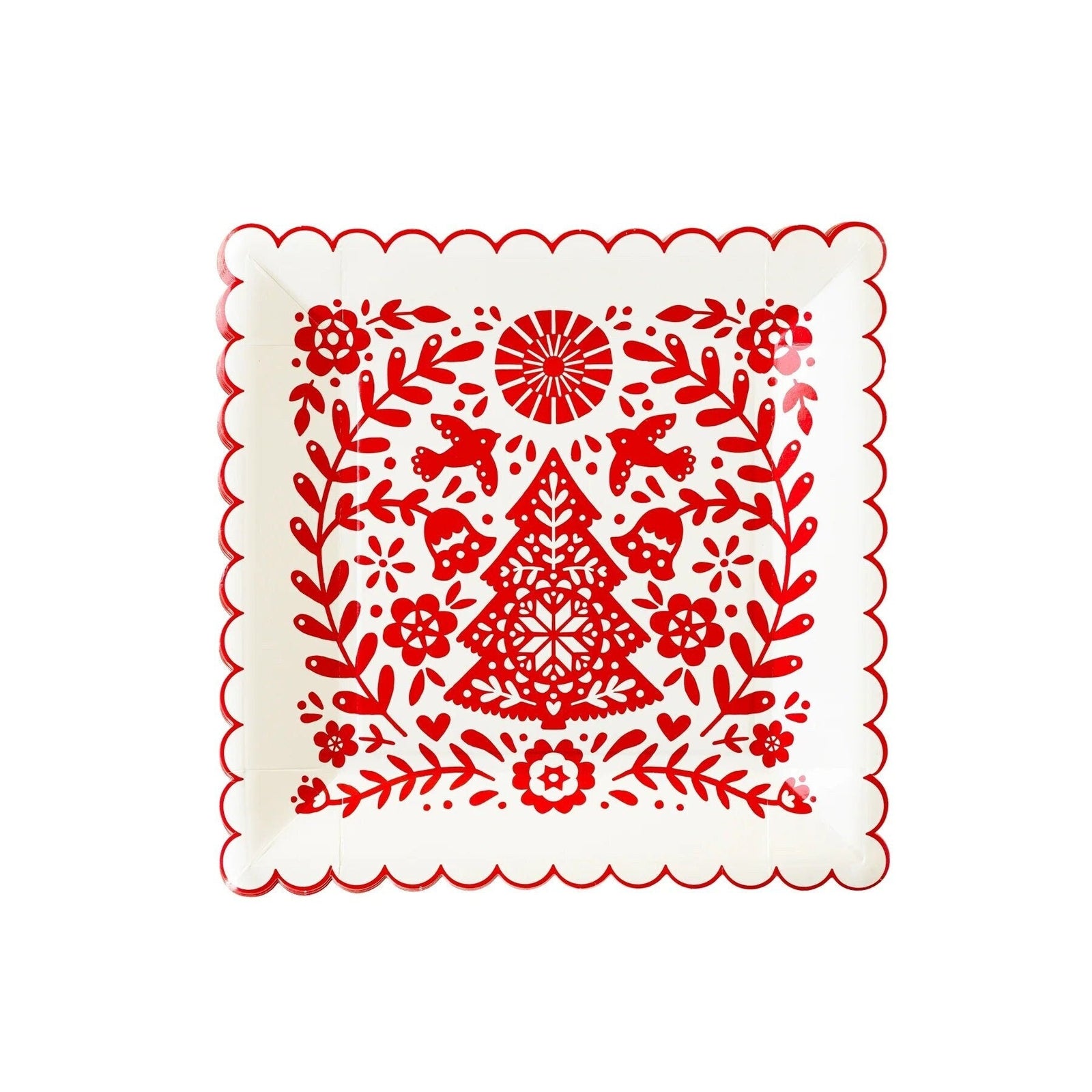 Red & White Christmas Plates - Stesha Party