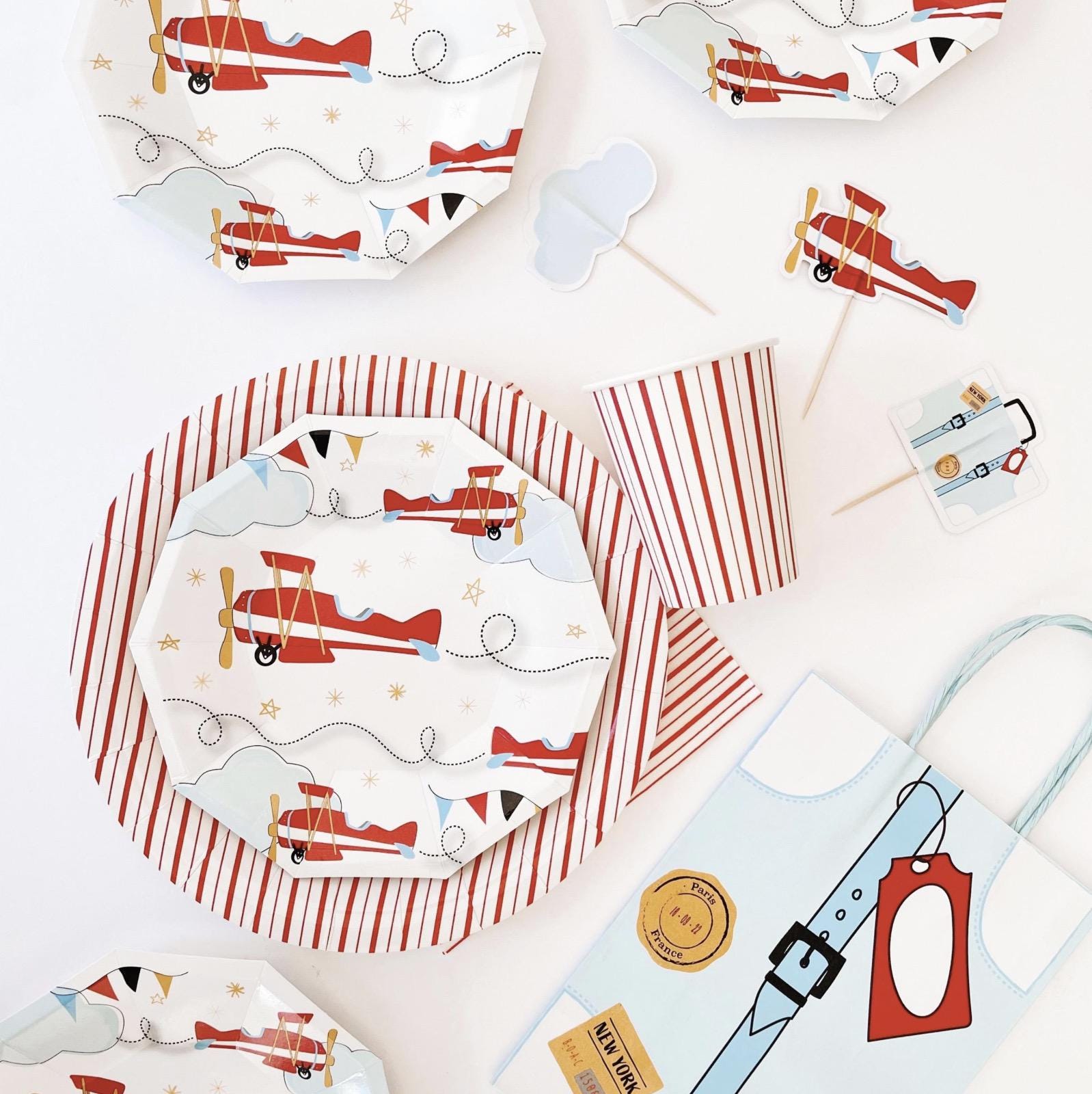 Red & White Striped Plates - Stesha Party