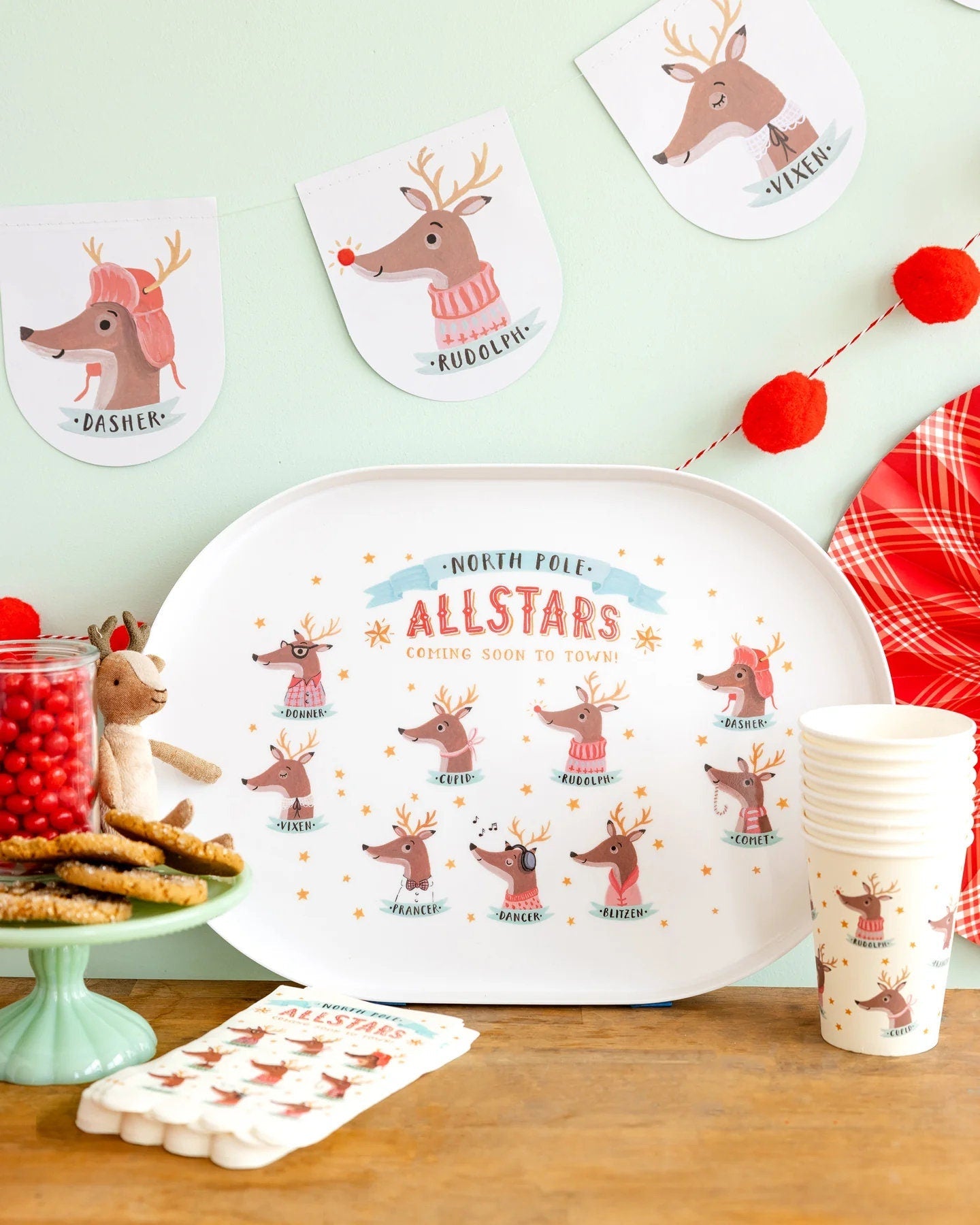 Reindeer & Pom Pom Party Banner Duo - Stesha Party