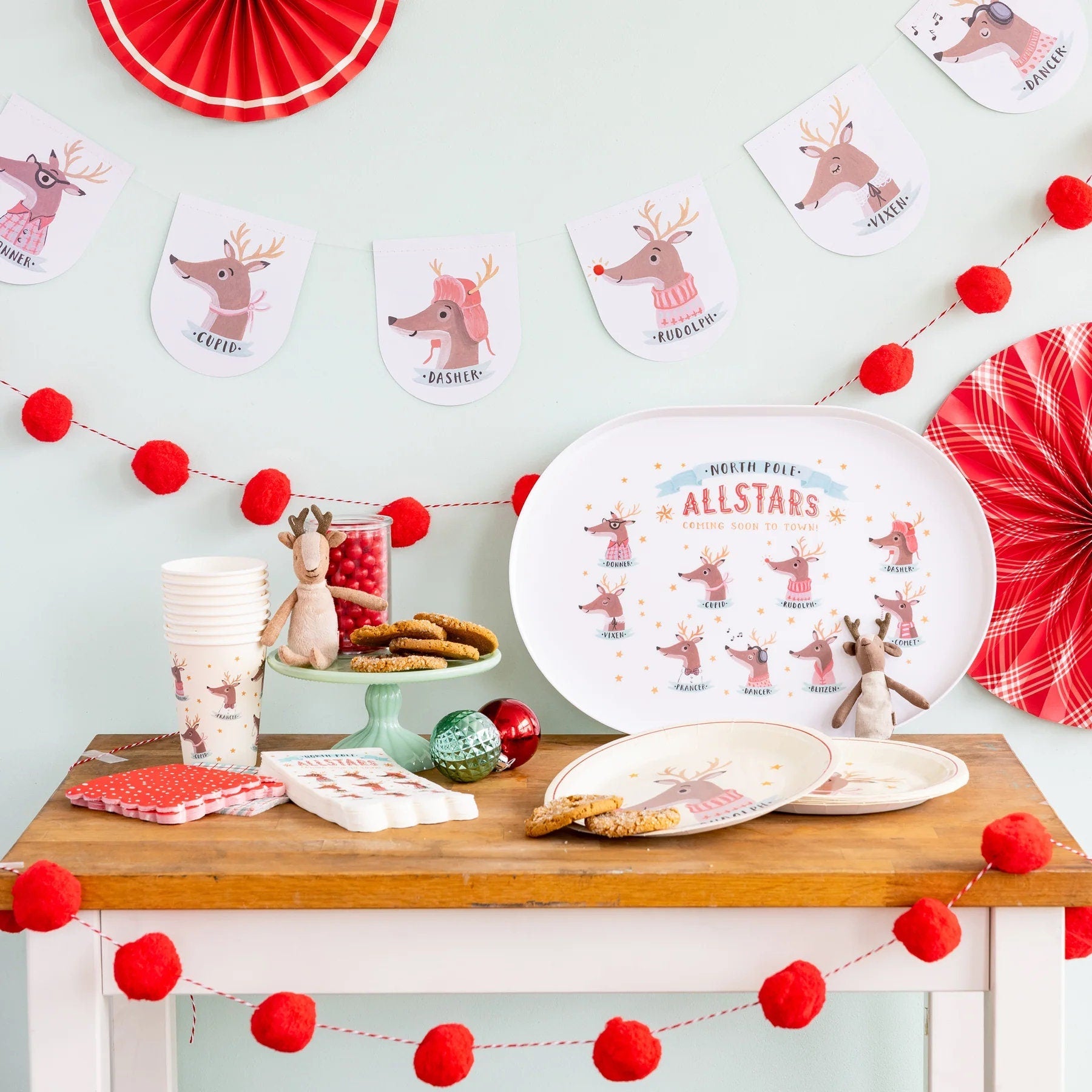 Reindeer & Pom Pom Party Banner Duo - Stesha Party