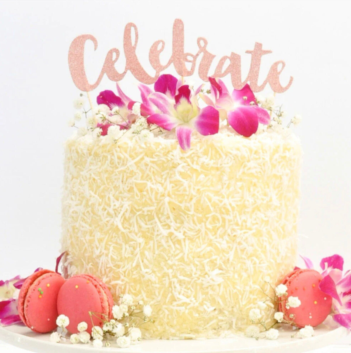 Rose Gold &quot;Celebrate&quot; Cake Topper - Stesha Party