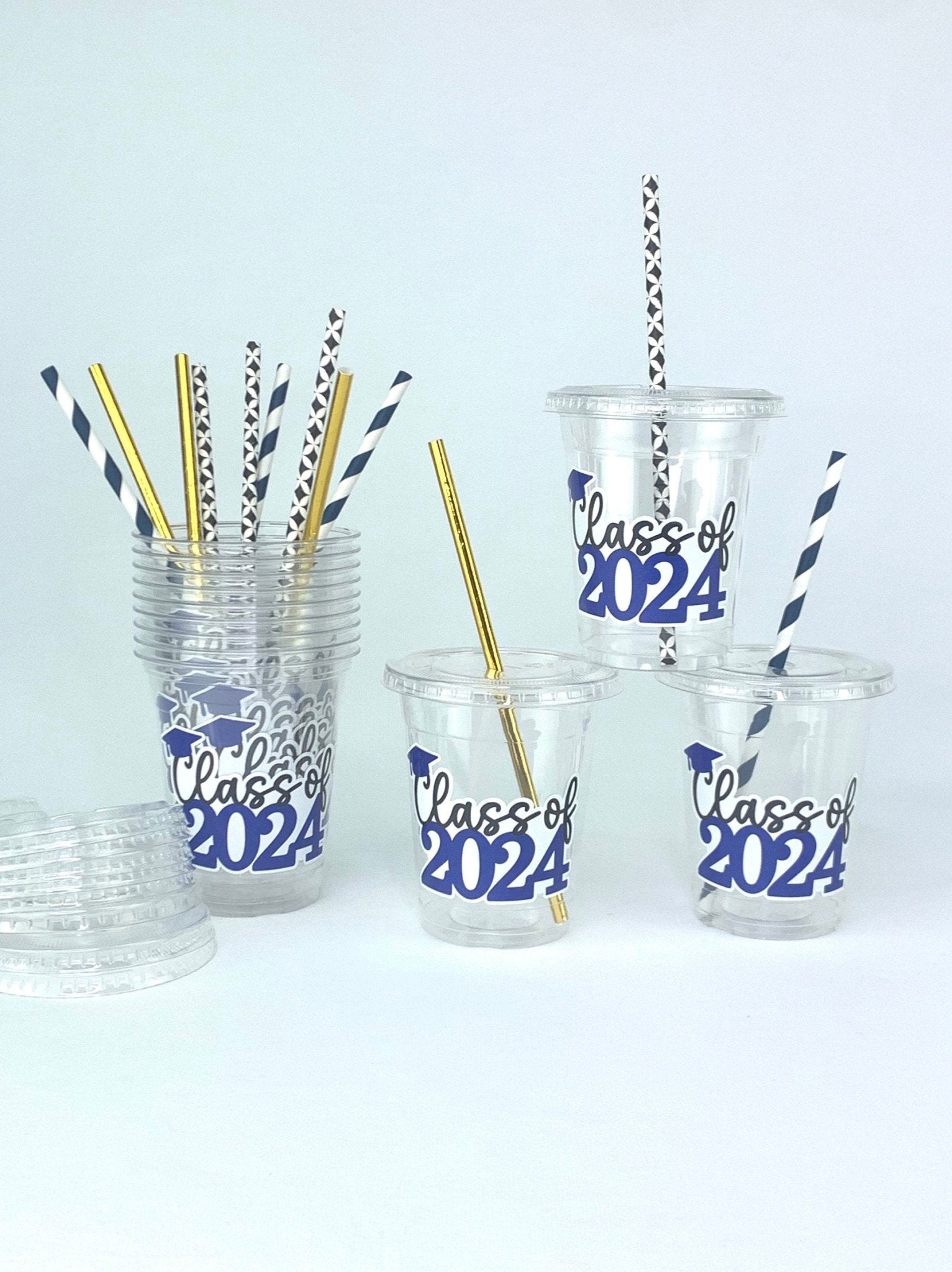 Royal Blue Class of 2024 Graduation Party Cups - Stesha Party