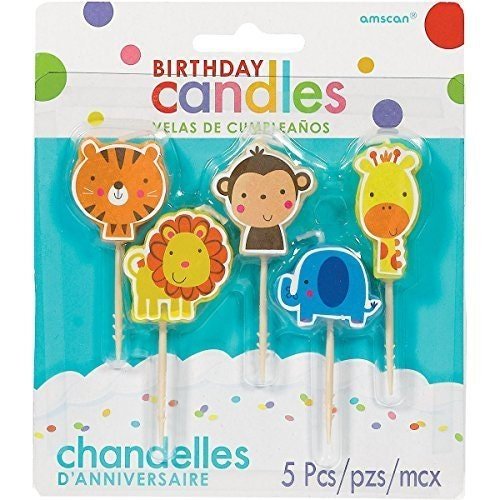 Safari Animal Pick Candles 5ct - Stesha Party