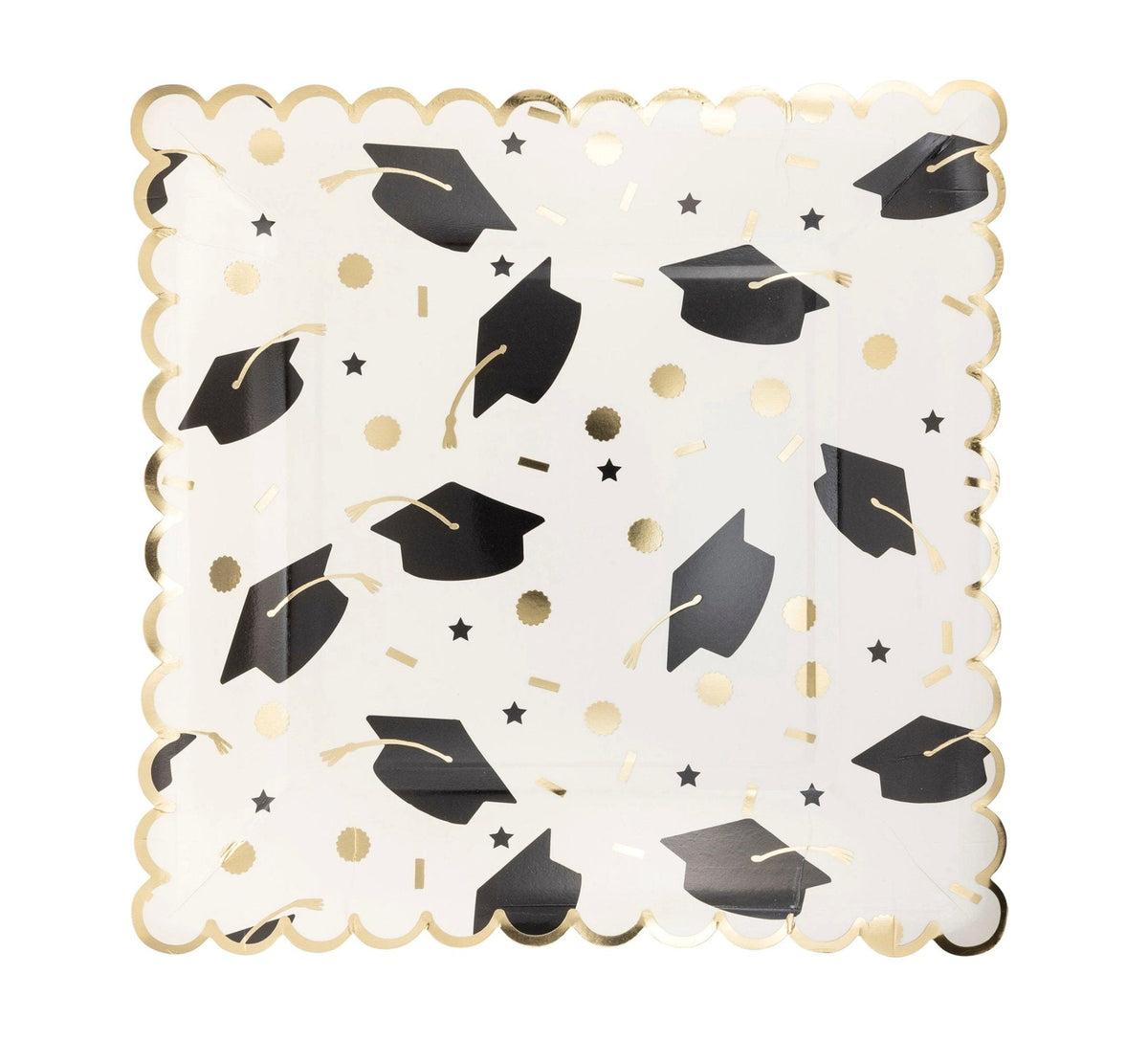 Scalloped Paper Dinner Graduation Caps Plates 8ct - Stesha Party