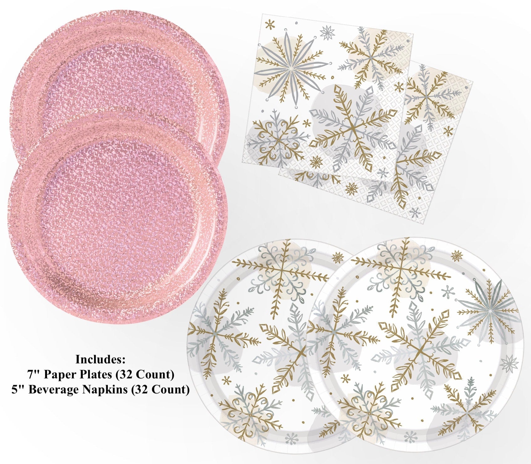 Snowflake Plate & Napkin Party Set - Stesha Party