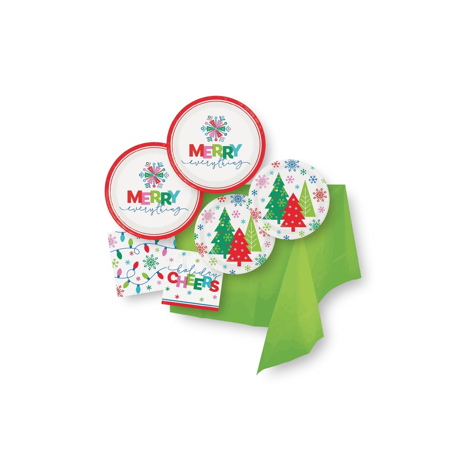 Vibrant Holiday Party Plate & Napkin Set - Stesha Party