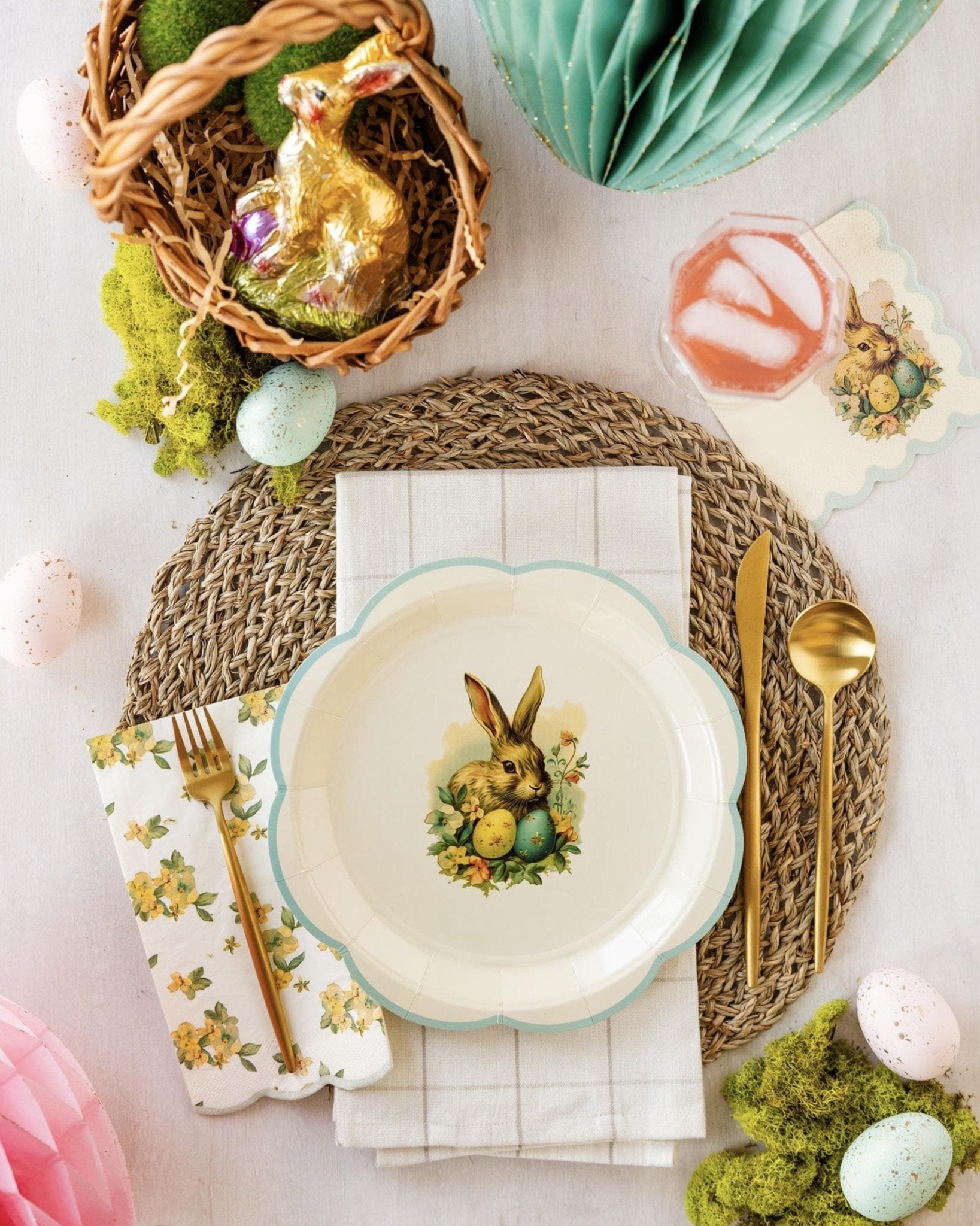 Vintage Easter Bunny Paper Plates - Stesha Party