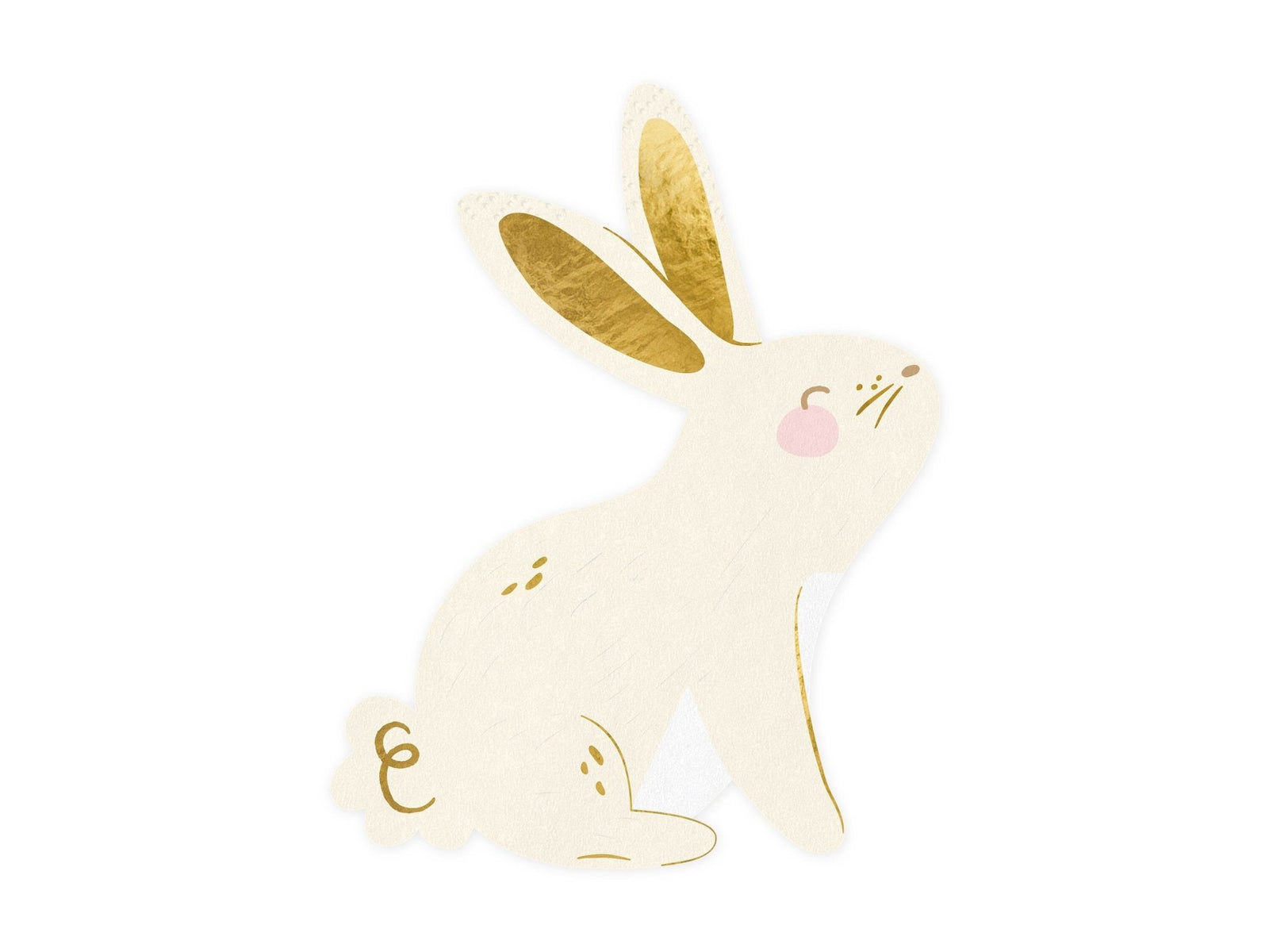 White & Gold Bunny Shaped Napkins - Stesha Party