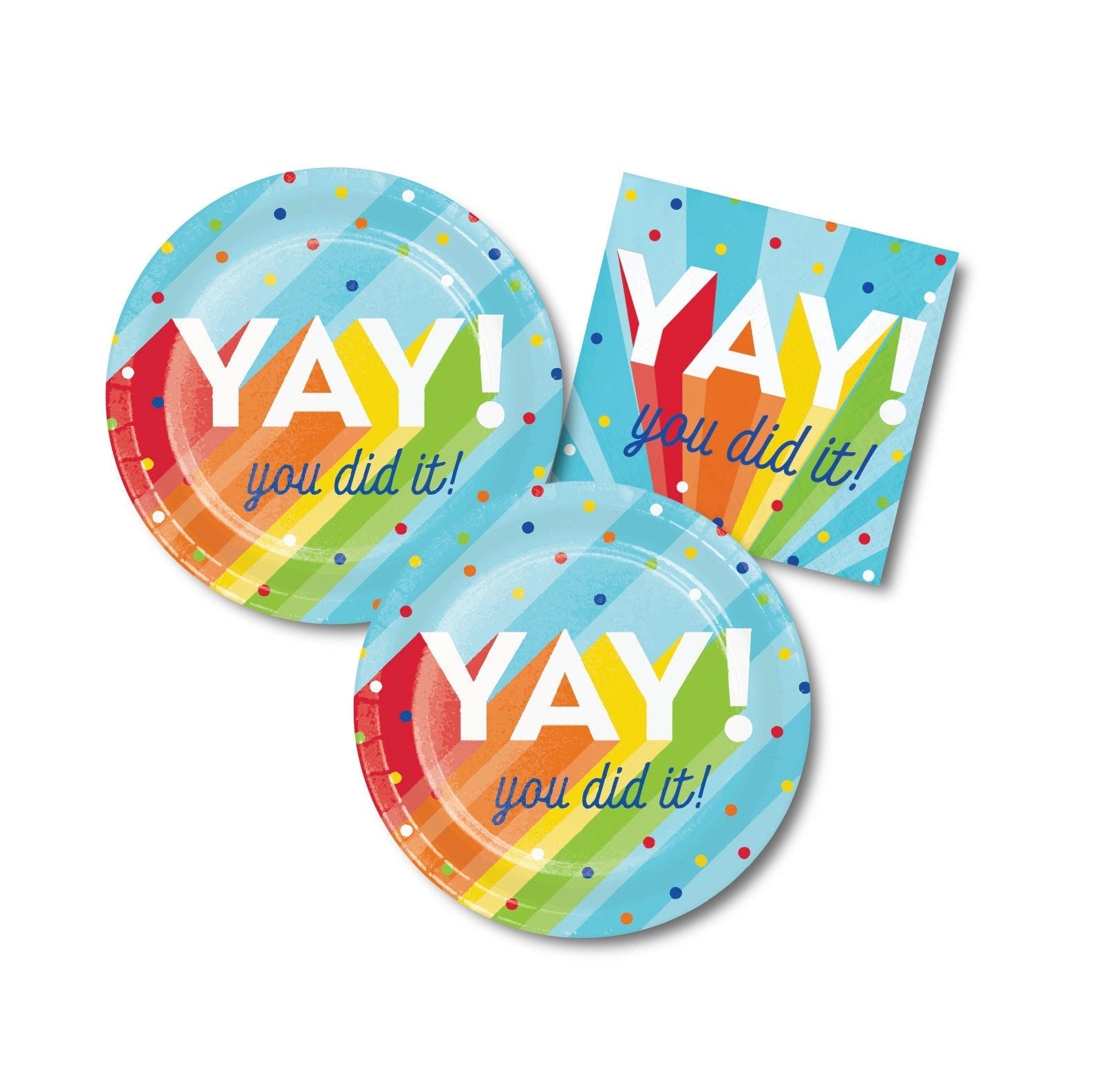 YAY! You did it! Rainbow Graduation Supplies - Stesha Party