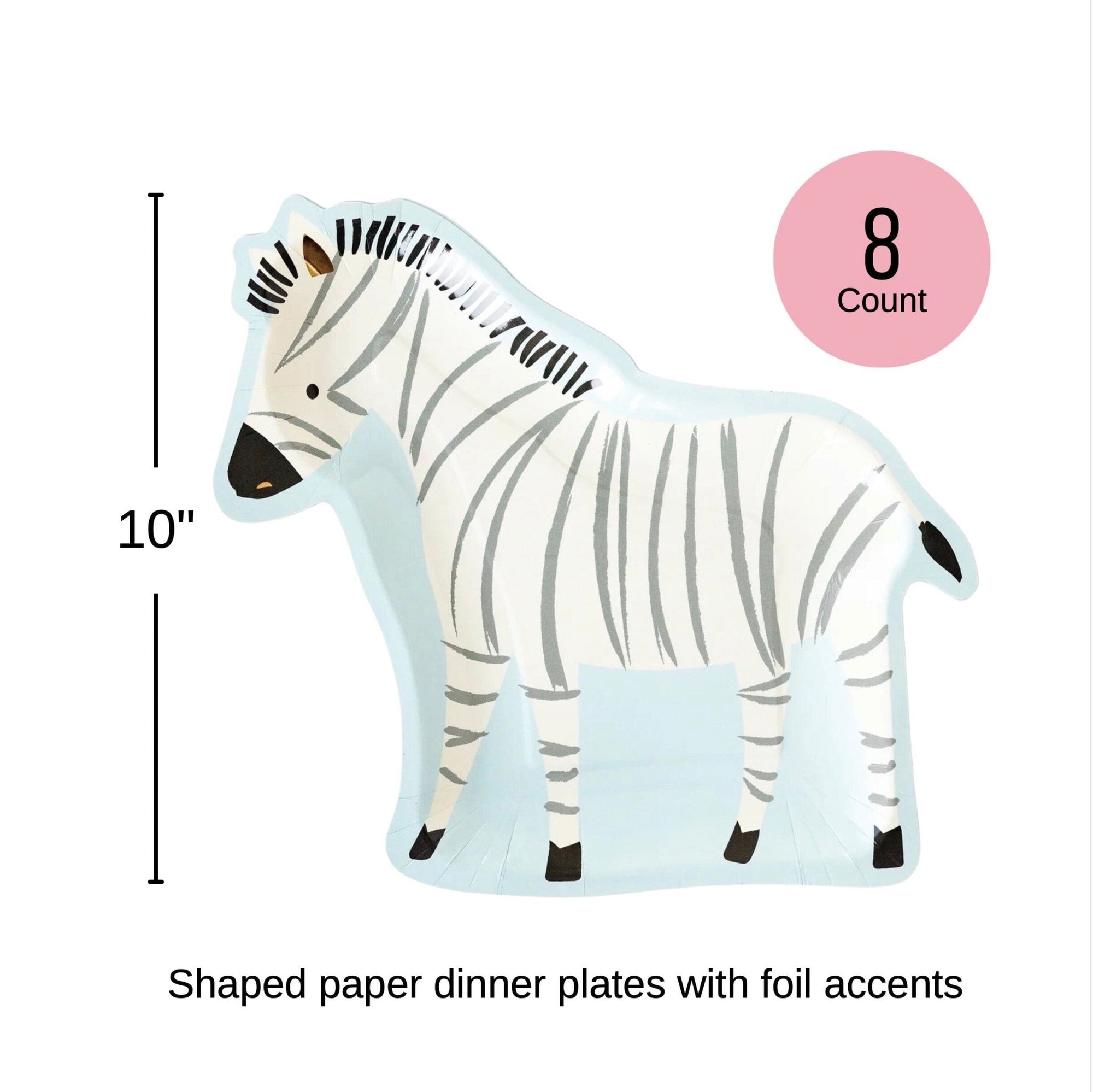 Zebra Shaped Paper Plates 8ct - Stesha Party