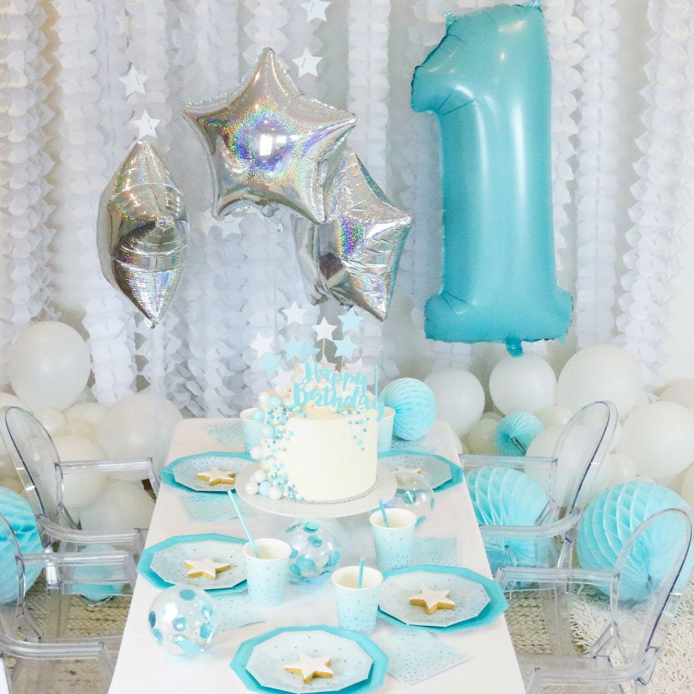 10 Blue Iridescent Foil Party Plates - Stesha Party