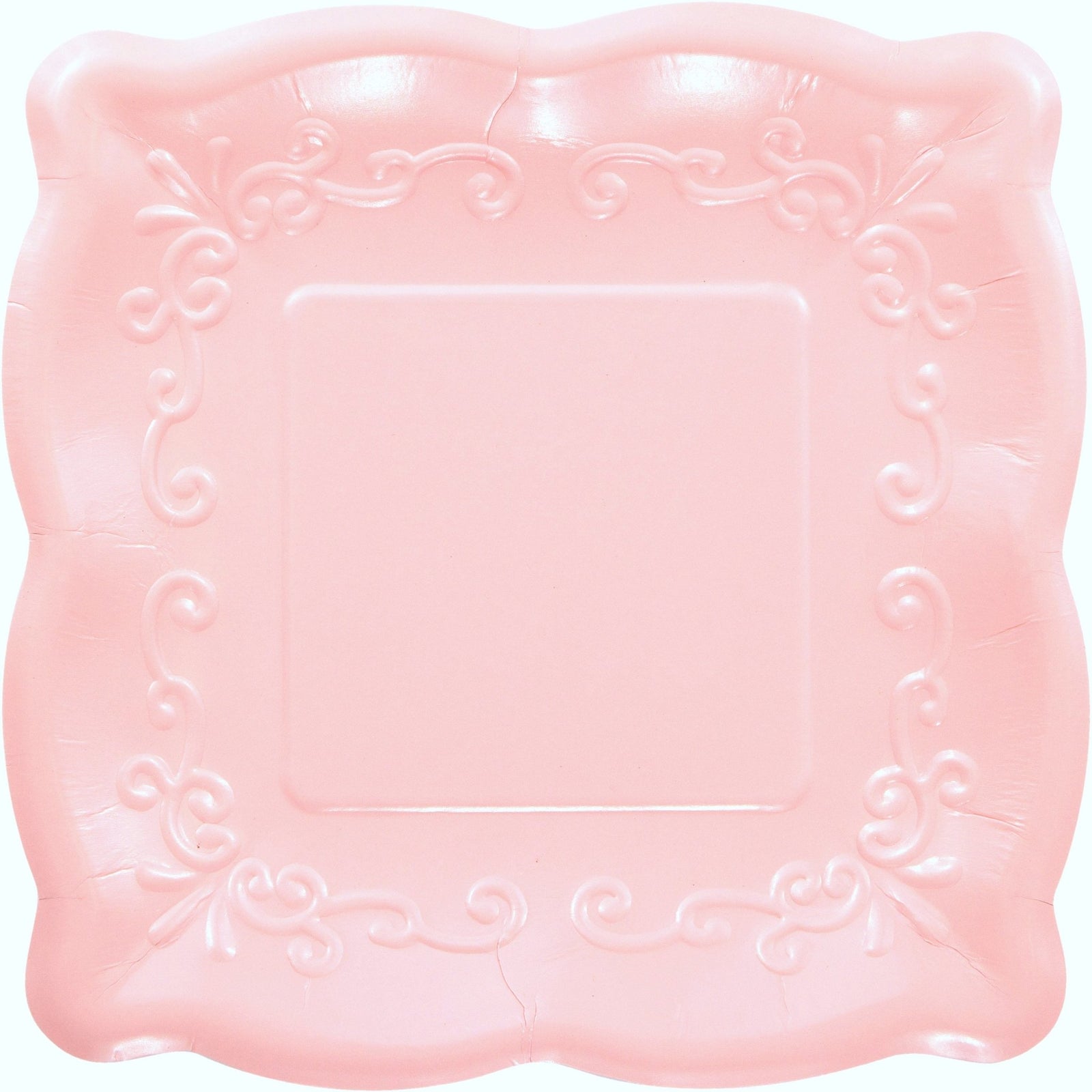 10" Pastel Pink Embossed Plates - Stesha Party