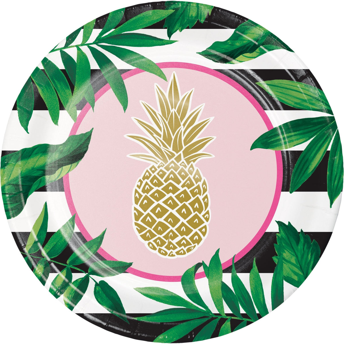 10&quot; Tropical Gold Foil Pineapple Plates - Stesha Party