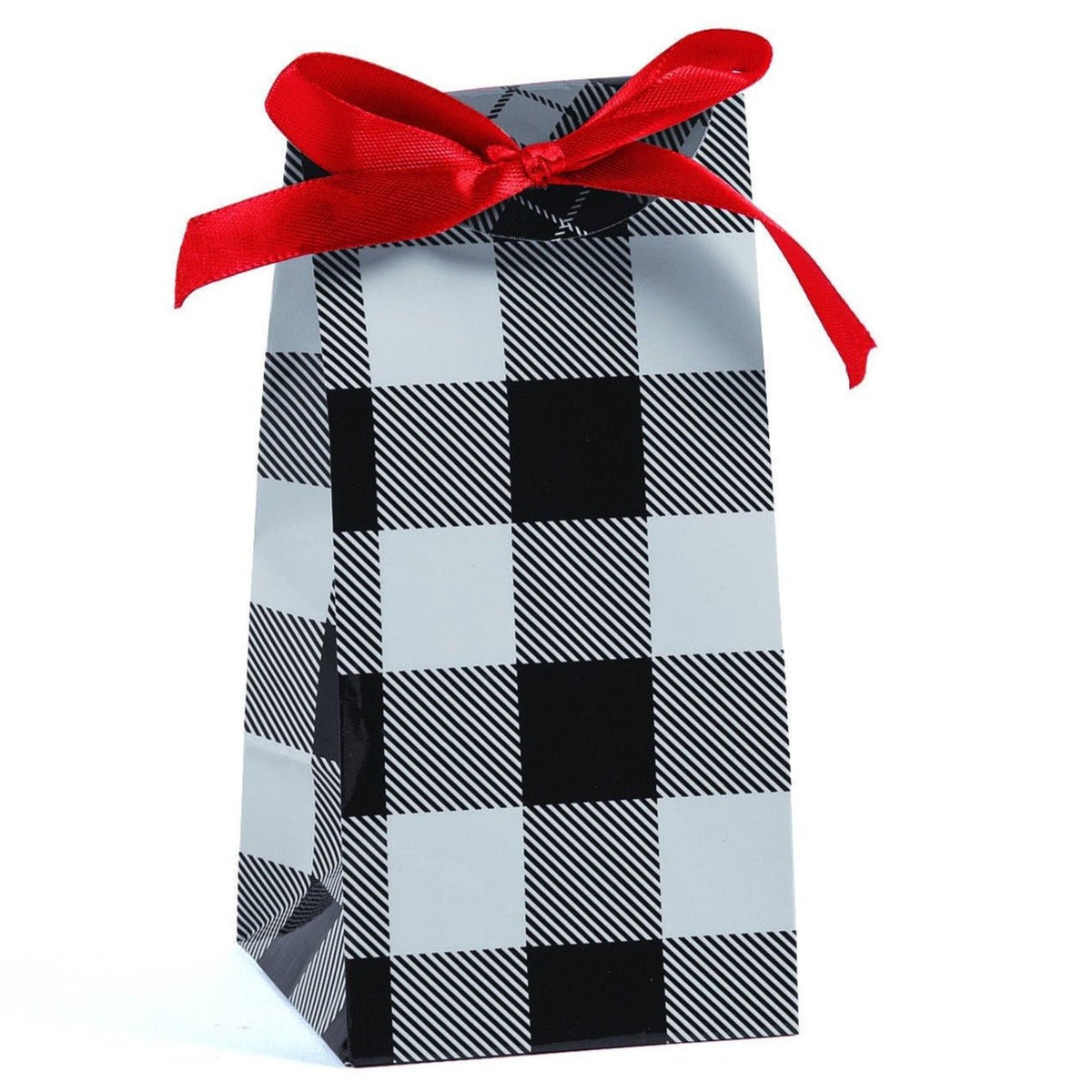 12 Black &amp; White Buffalo Plaid Treat Bags - Stesha Party