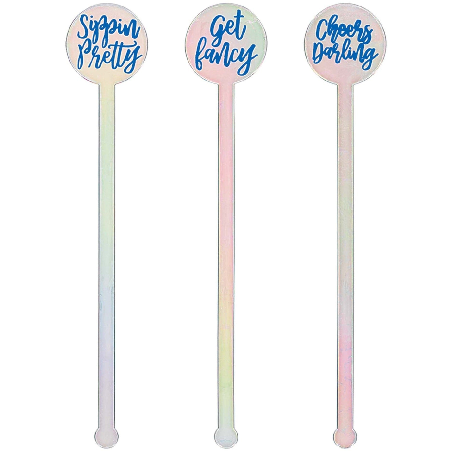 12 Iridescent Drink Stirrers - Stesha Party