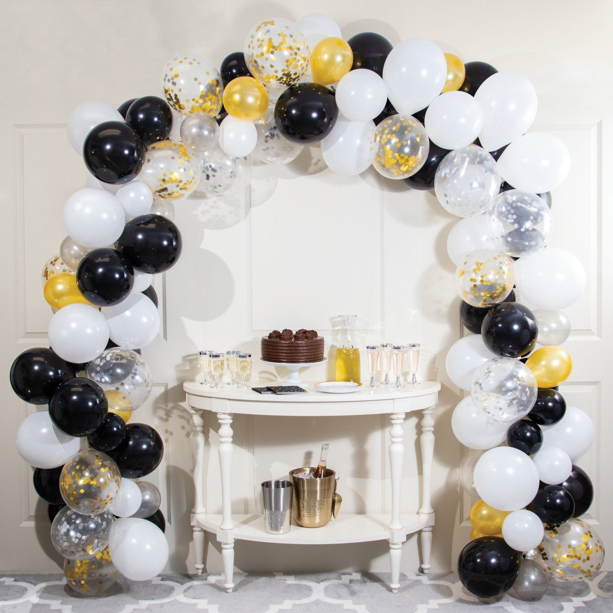 16' Black and Gold Balloon Arch - Stesha Party