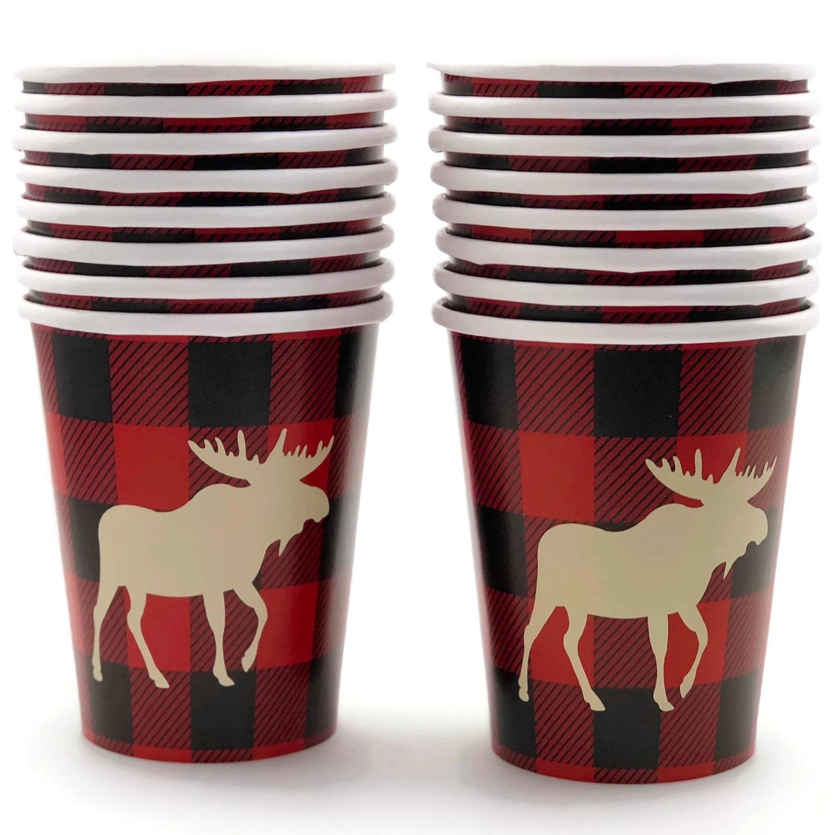 16 Moose Buffalo Plaid Party Cups - Stesha Party