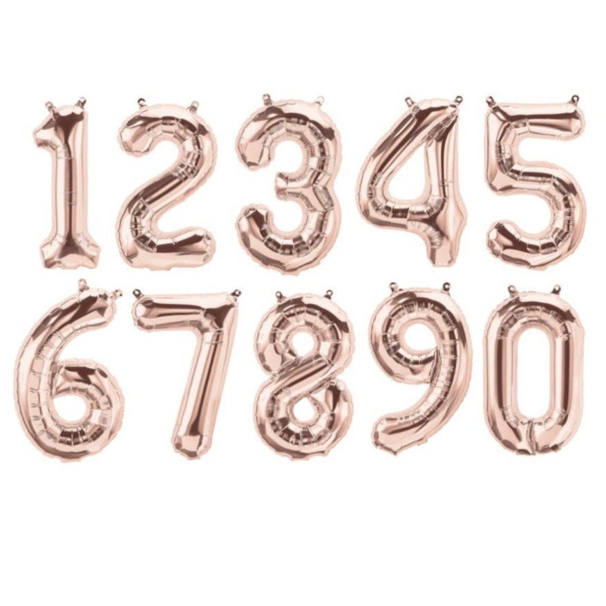 16&quot; Rose Gold Number Balloons - Stesha Party