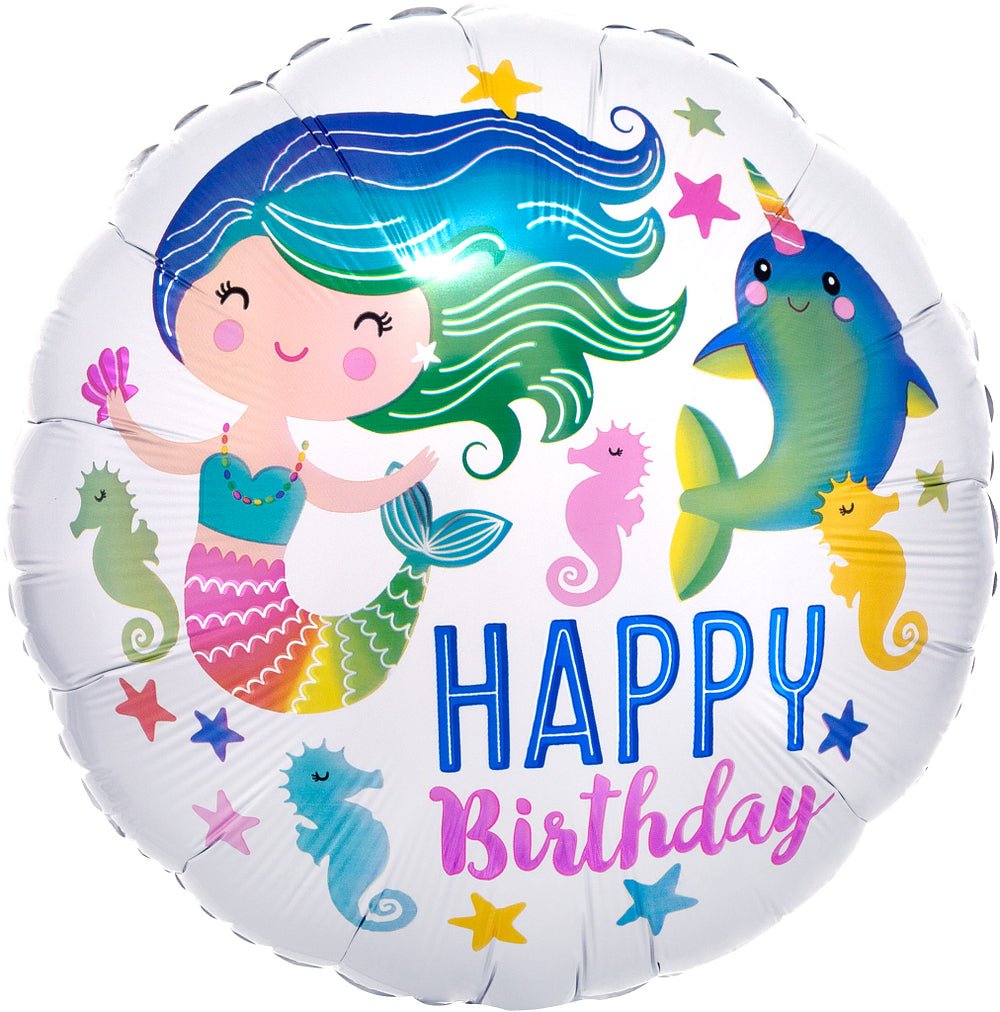 17" Mermaid "Happy Birthday" Balloon - Stesha Party