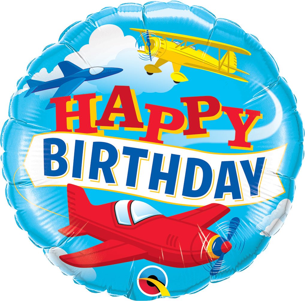 18&quot; &quot;Happy Birthday&quot; Airplane Balloon - Stesha Party