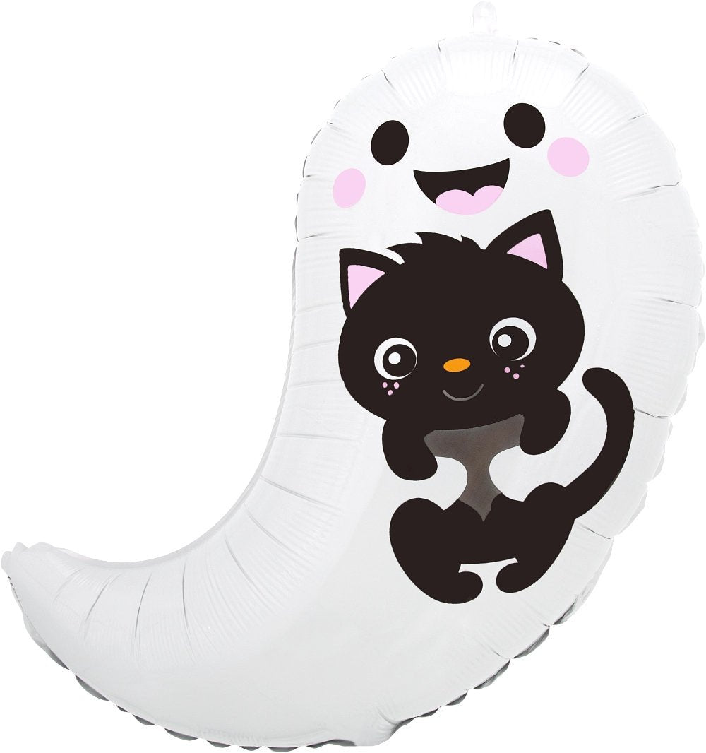 19&quot; Ghost &amp; Black Kitty Cat Balloon - Stesha Party