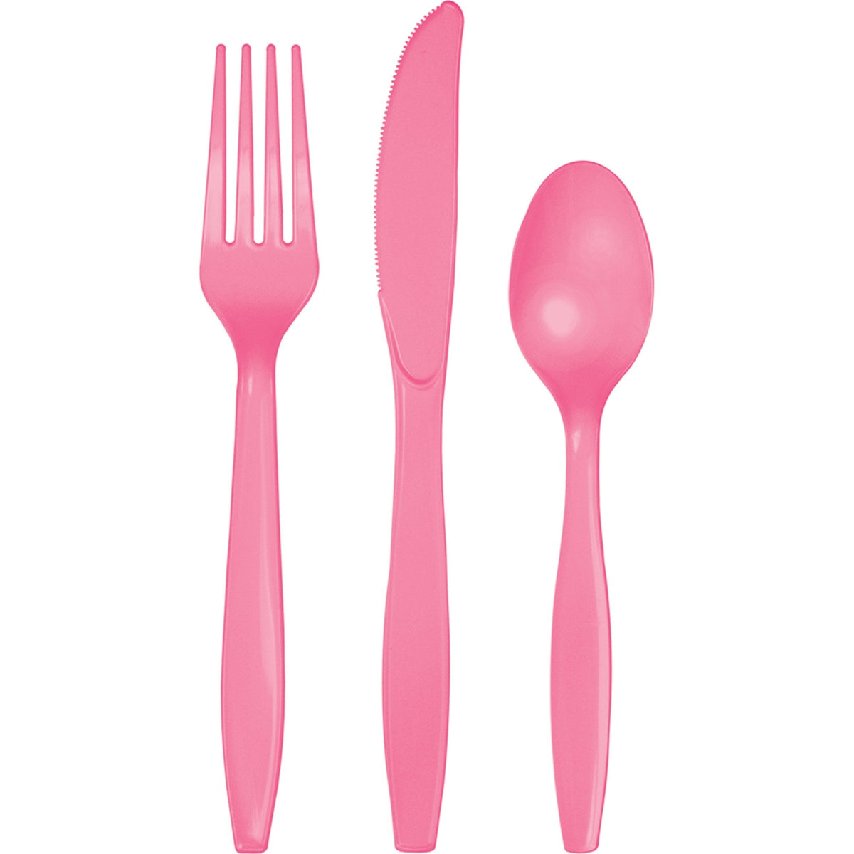 24-Set Candy Pink Plain Cutlery - Stesha Party