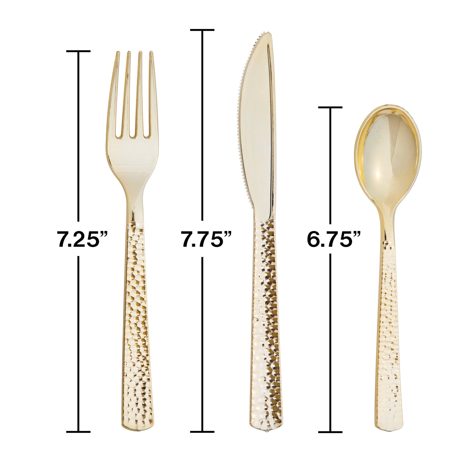 24-Set Hammered Gold Plastic Cutlery - Stesha Party