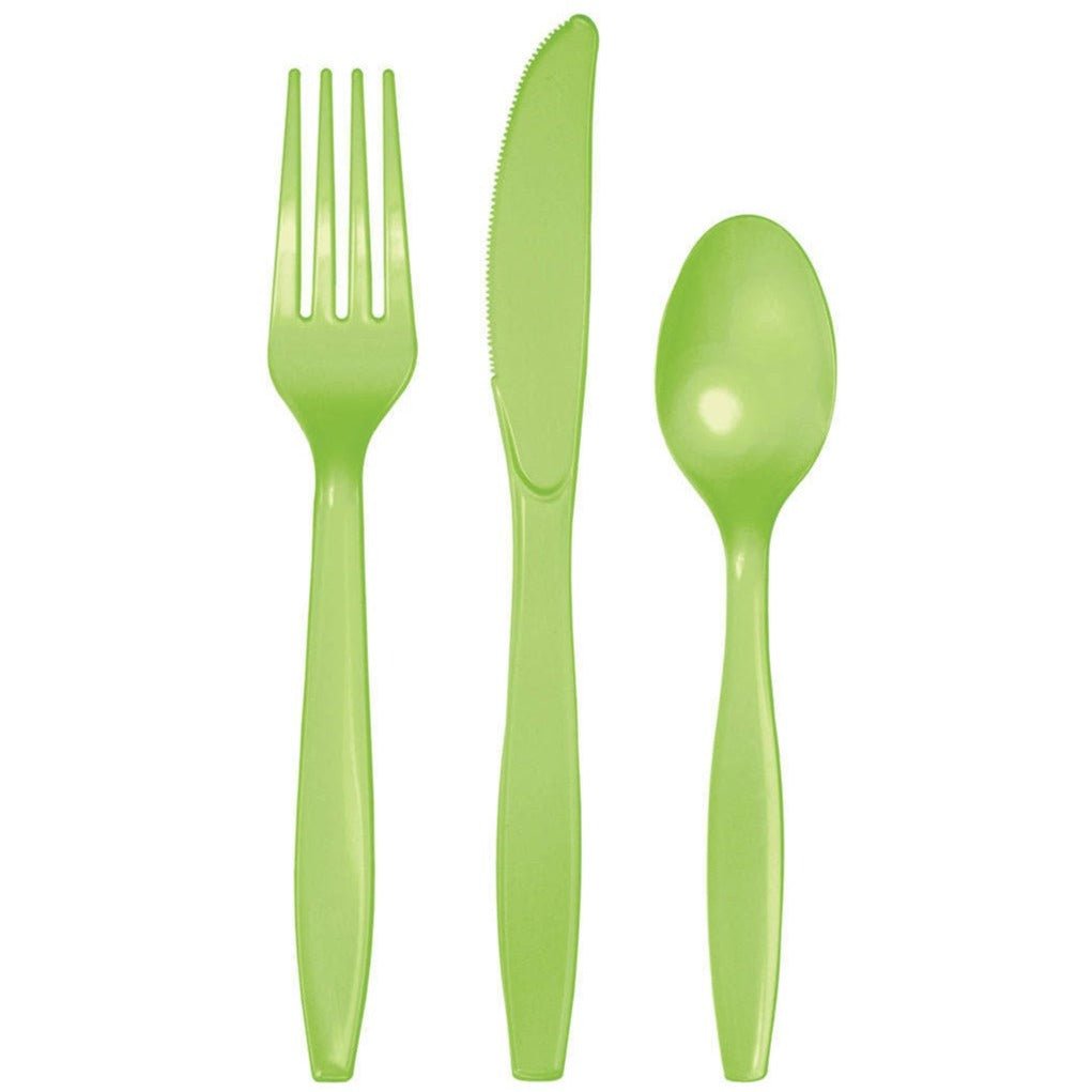 24-Set Lime Party Plain Cutlery - Stesha Party