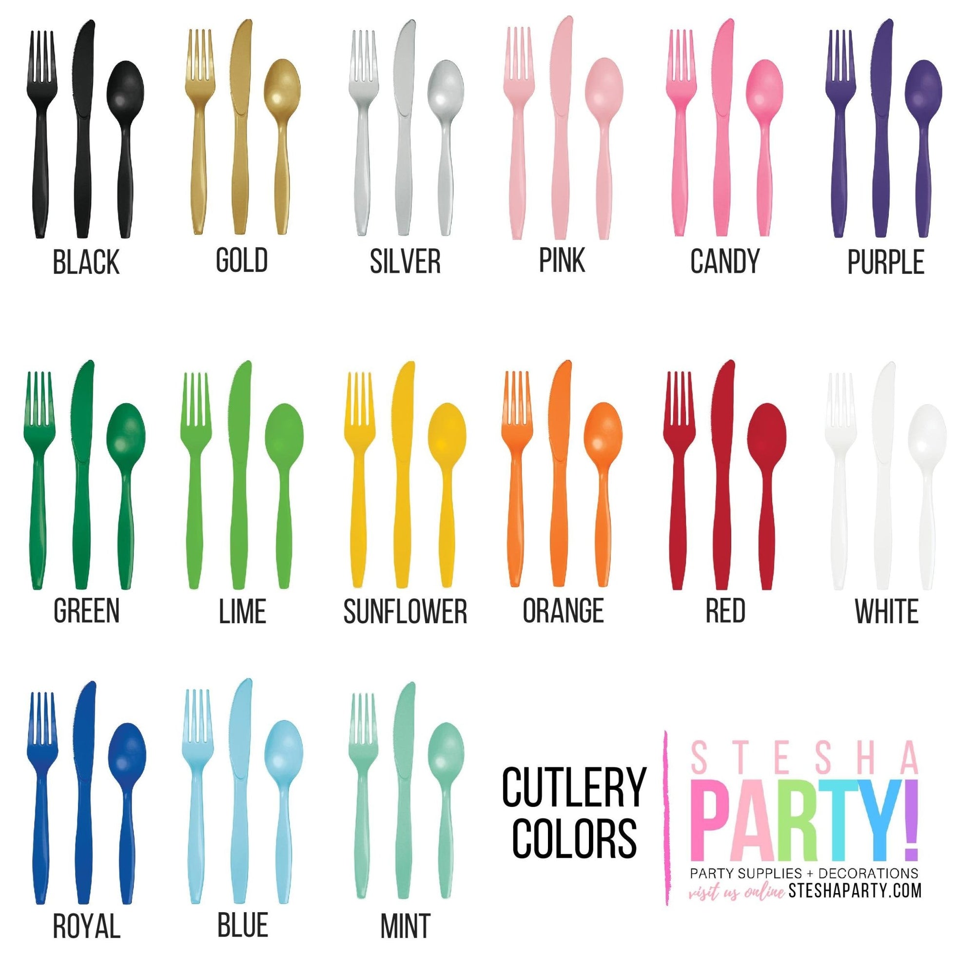 24-Set Pastel Blue Cutlery - Stesha Party