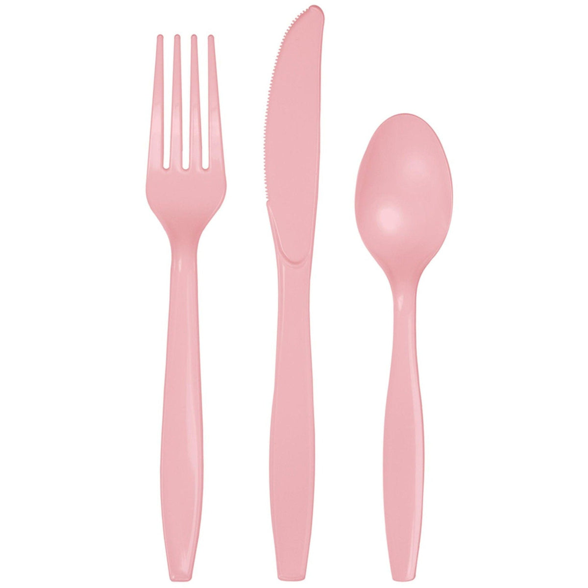 24-Set Plain Soft Pink Cutlery - Stesha Party