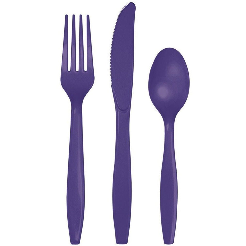 24-Set Purple Cutlery - Stesha Party