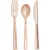 24-Set Rose Gold Hammered Plastic Cutlery - Stesha Party