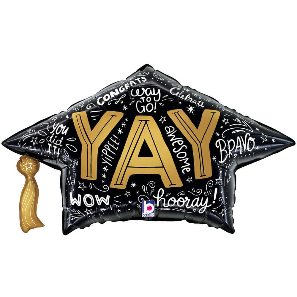 30&quot; YAY Graduation Cap Balloon - Stesha Party