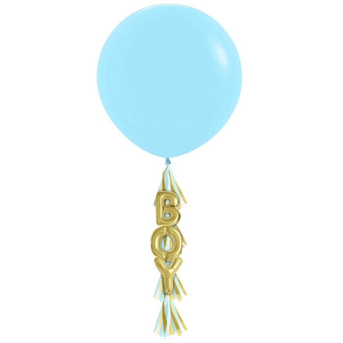 36" Blue & Gold Boy Baby Shower Tassel Balloon - Stesha Party