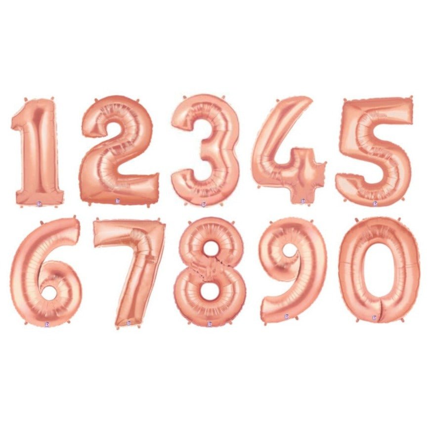 40&quot; Rose Gold Number Balloons - Stesha Party