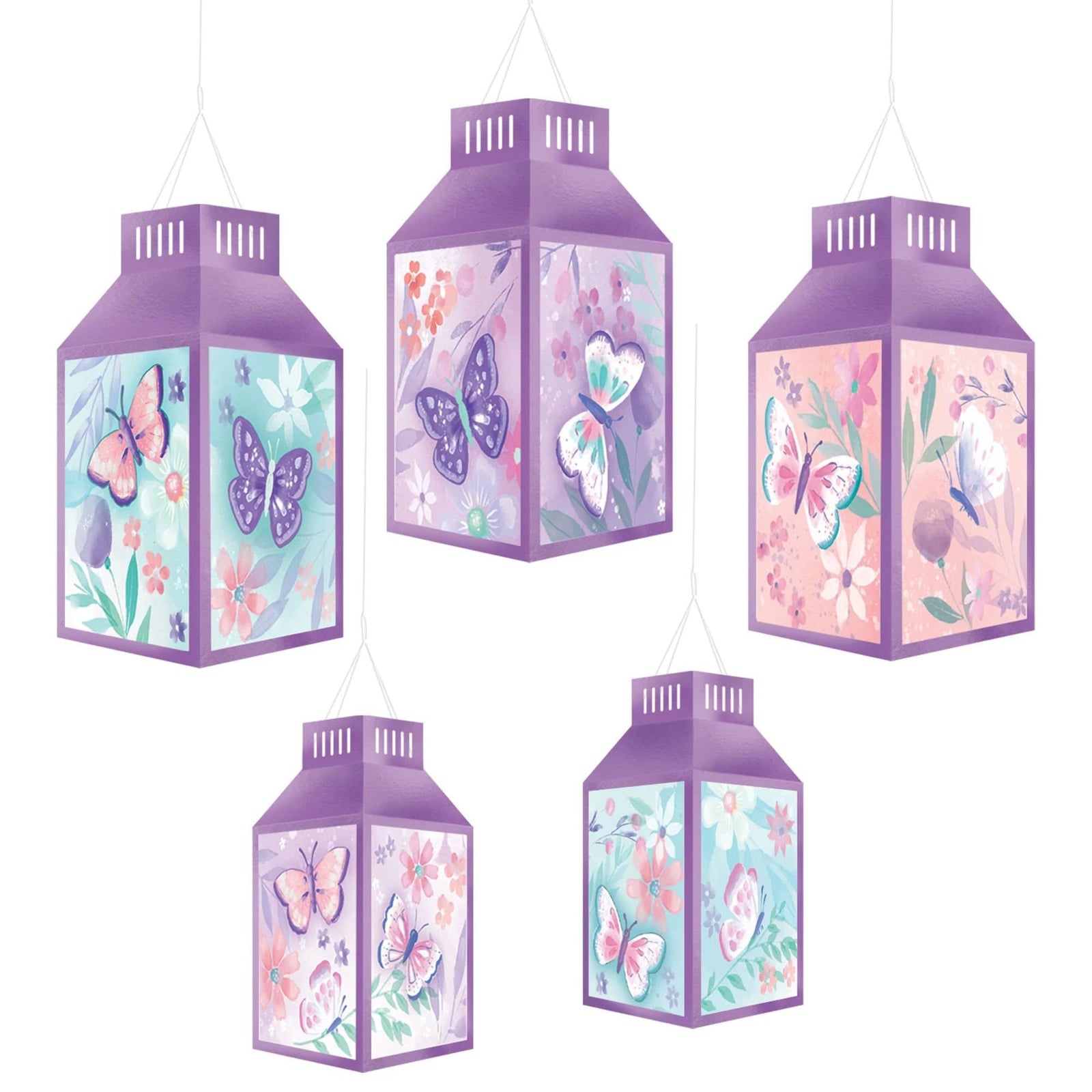 5 Butterfly Party Lanterns - Stesha Party