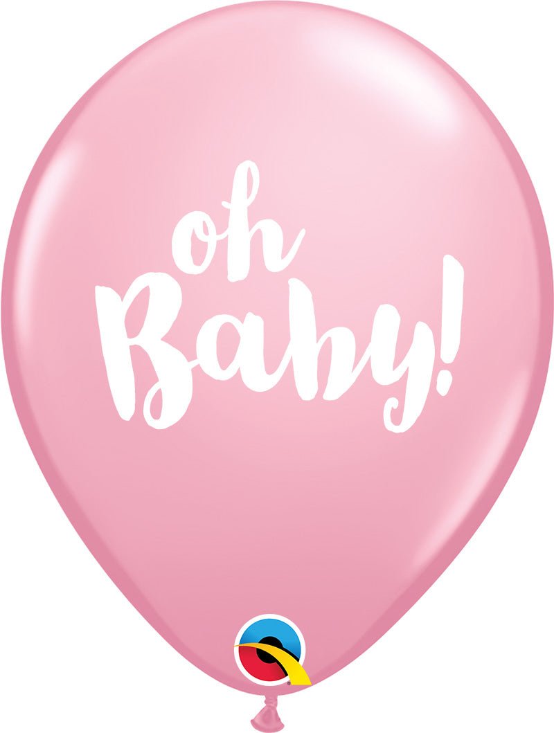 5 Pink &quot;Oh Baby&quot; Balloons - Stesha Party