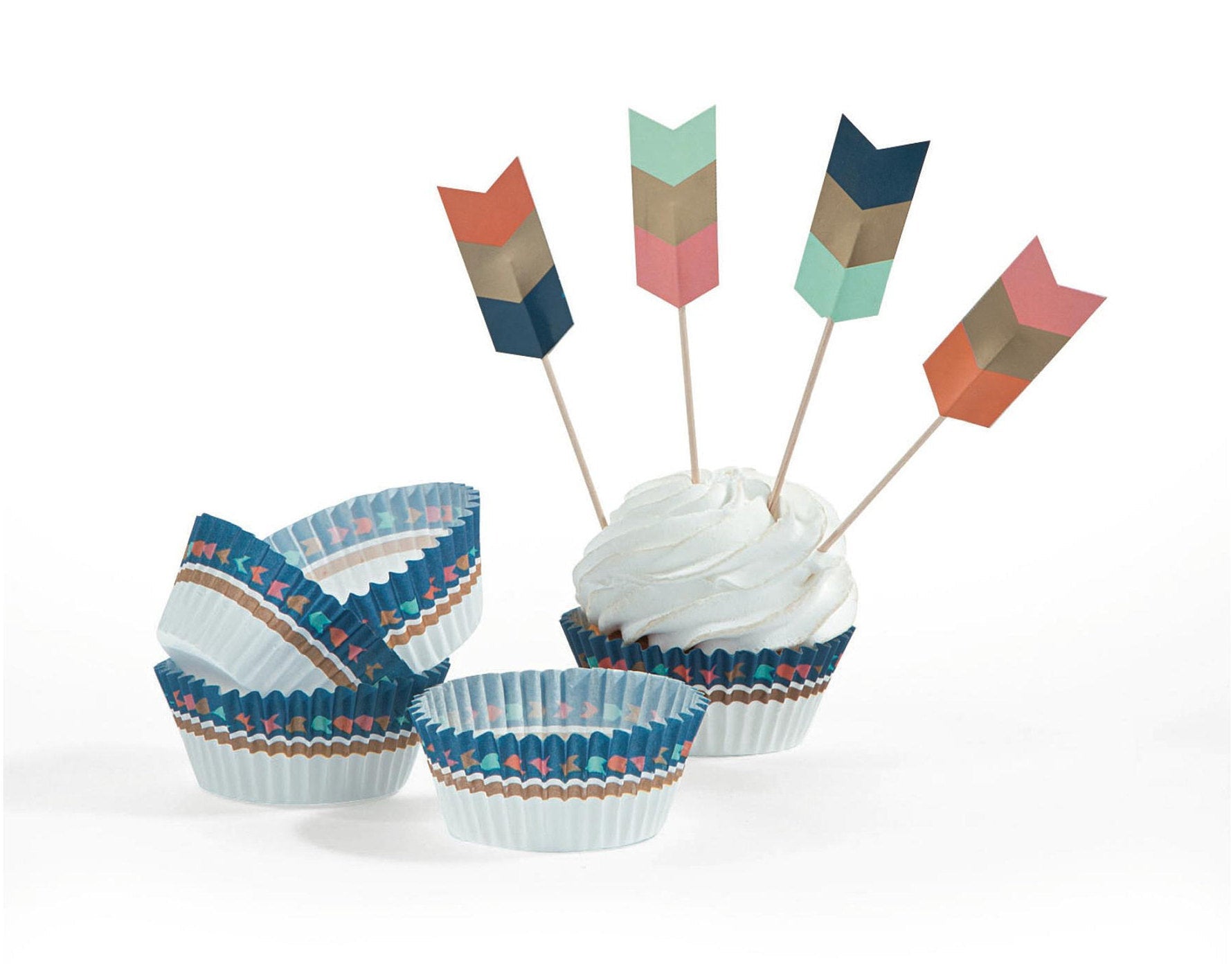 50 Tribal Cupcake Picks with Liners - Stesha Party