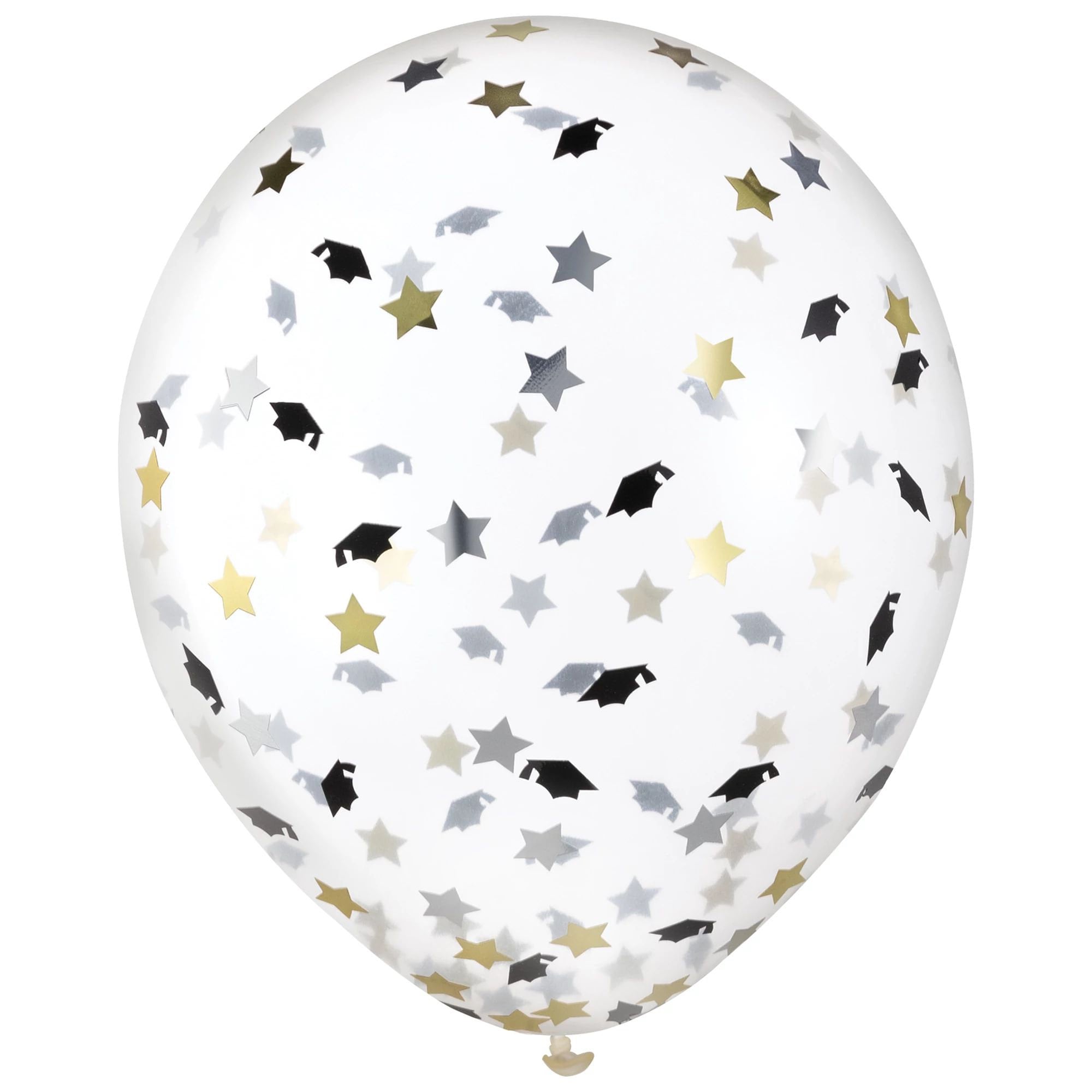 6 Graduation Cap & Stars Confetti Balloons - Stesha Party