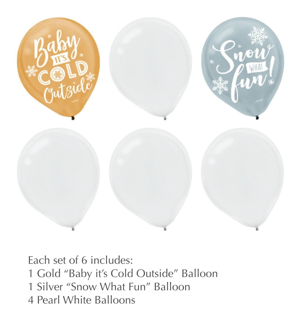 6 Snowflake &quot;Baby it&#39;s Cold Outside&quot; Party Balloons - Stesha Party