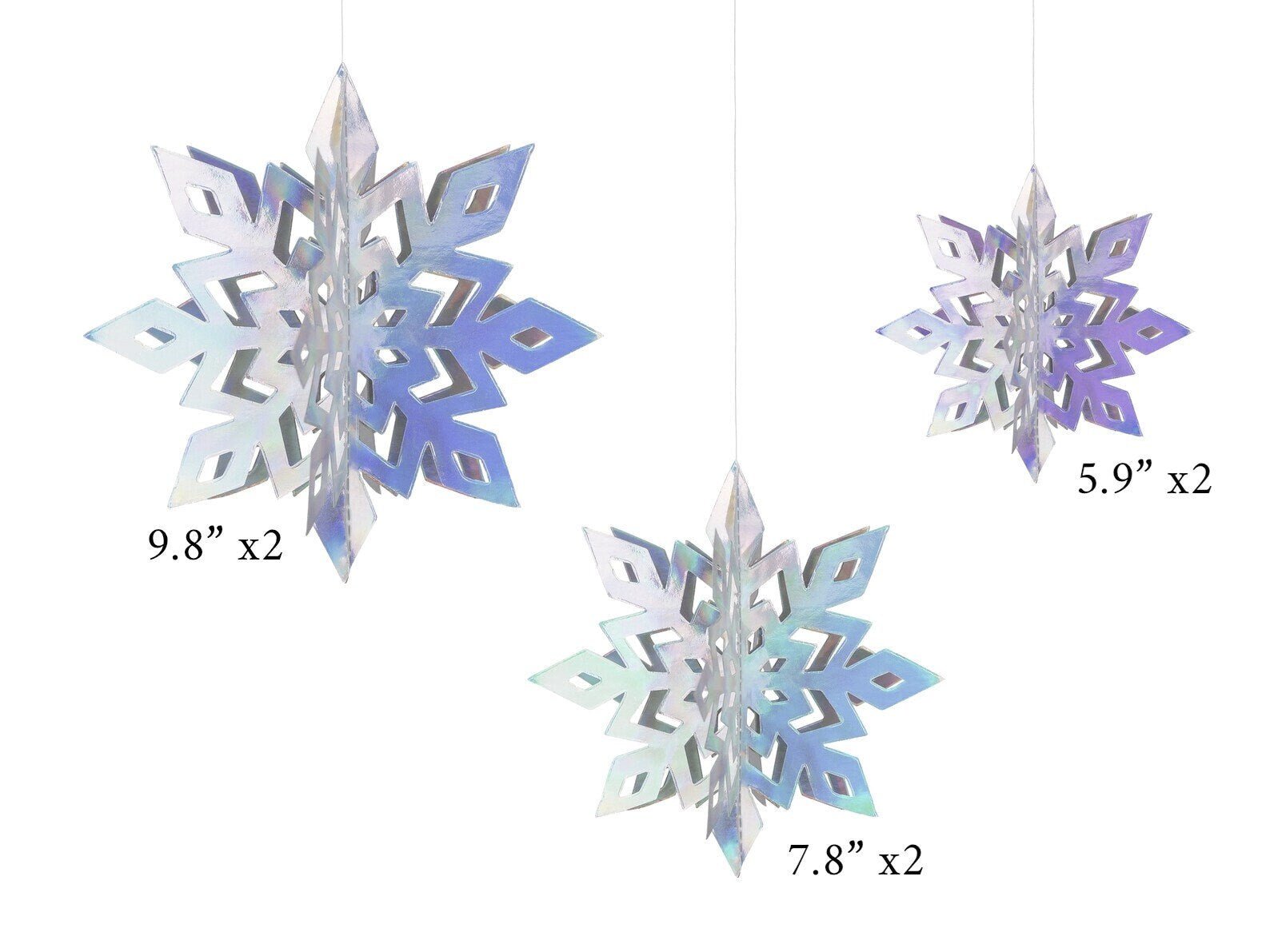 6ct Iridescent Snowflake Hanging Decorations - Stesha Party