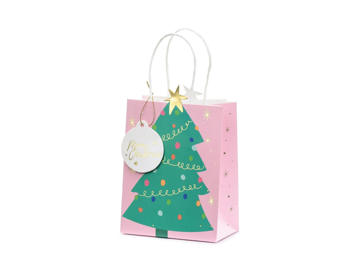 6ct Pink Christmas Tree Gift Bags - Stesha Party