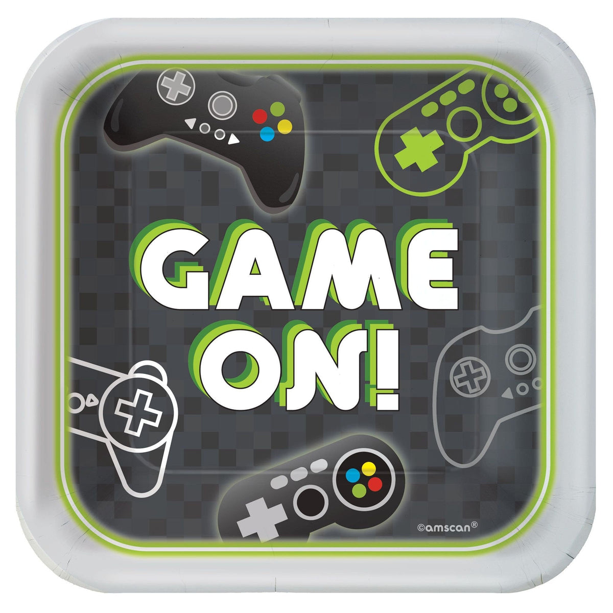 7&quot; Game On Square Cake Plates - Stesha Party