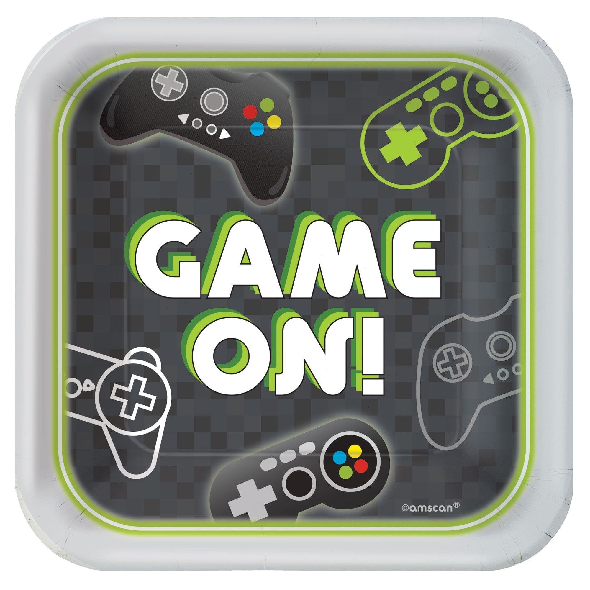 7" Game On Square Cake Plates - Stesha Party