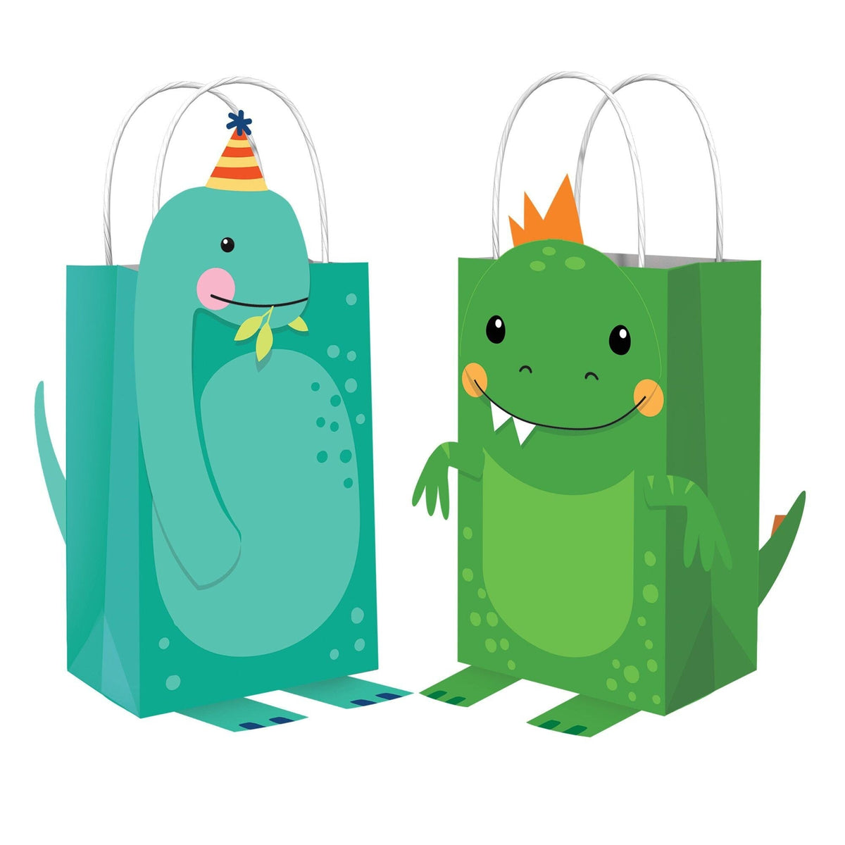 8 Dinosaur Party Favor Kraft Bags with Handles - Stesha Party