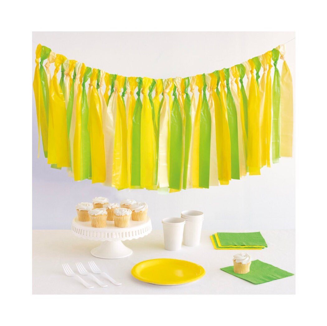 8' Yellow & Green Fringe Backdrop - Stesha Party