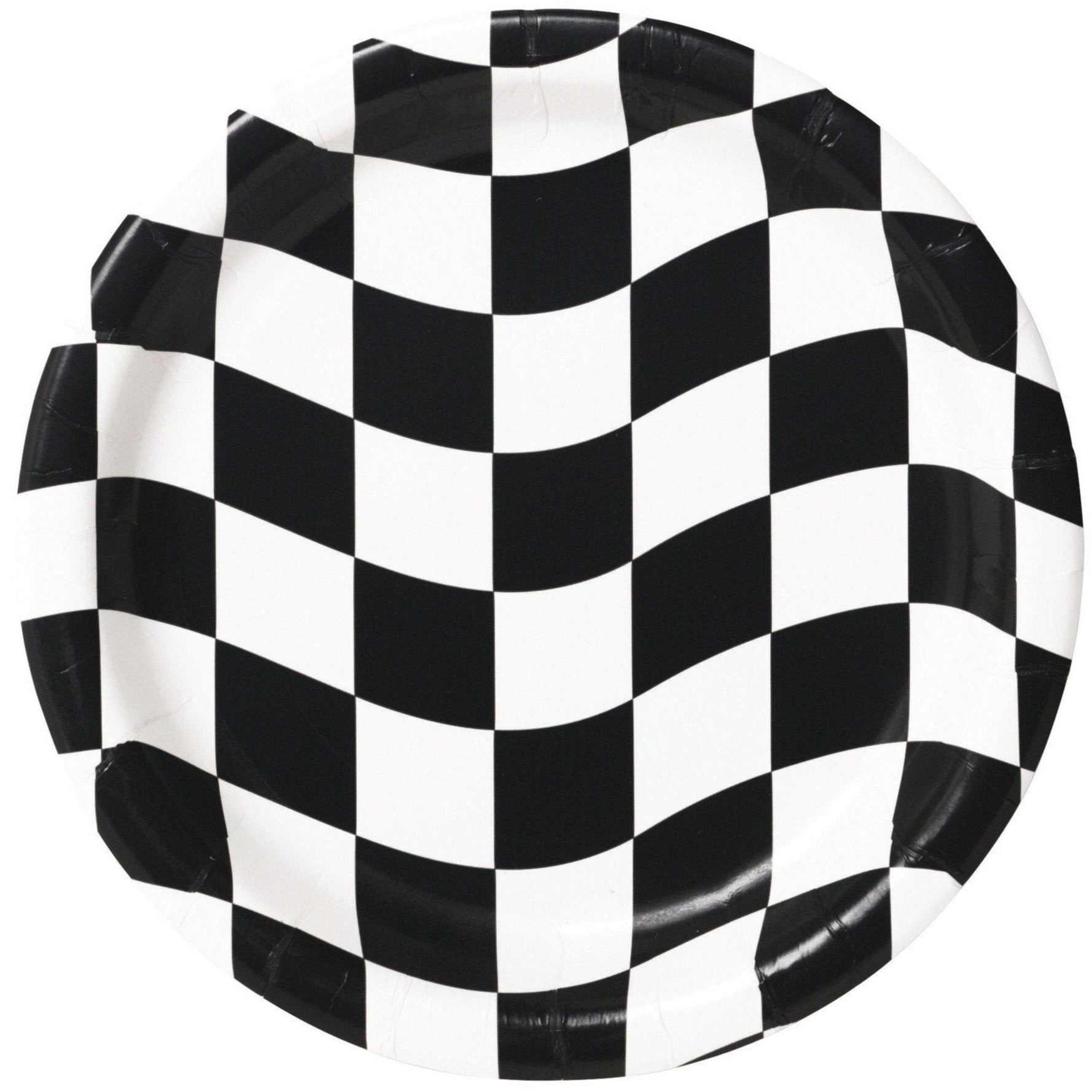 9" Black & White Checkered Plates - Stesha Party