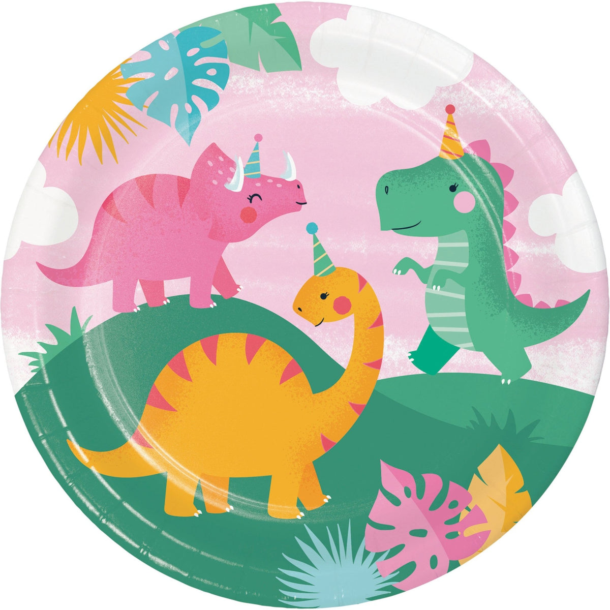 9&quot; Girl Dinosaur Party Plates - Stesha Party